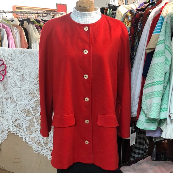 Valentino- vintage 80’s does 40’s style jacket- red wool, fully lined- size 42/8 - Picture 5 of 12